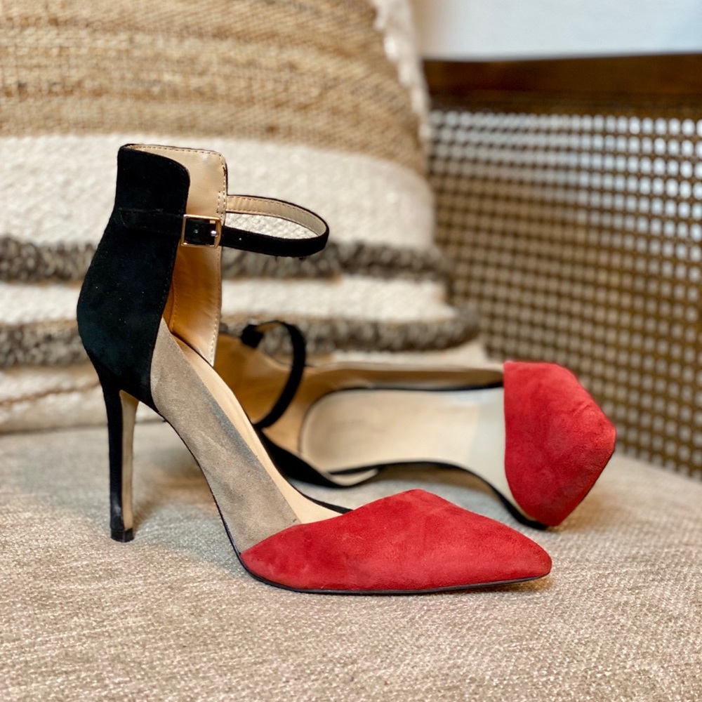 Zara Suede Color-block Sexy Heels